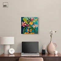 ART REMEDY® Art Remedy "Vase Of Bright Tropical Flowers Ii" Giclee Canvas Print, Floral And Botanical Canvas Art