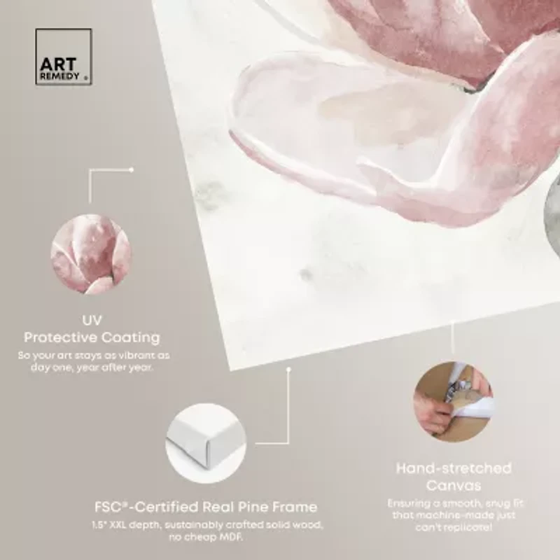 ART REMEDY® "Faded Blush Rose" Giclee Floral And Botanical Canvas Art