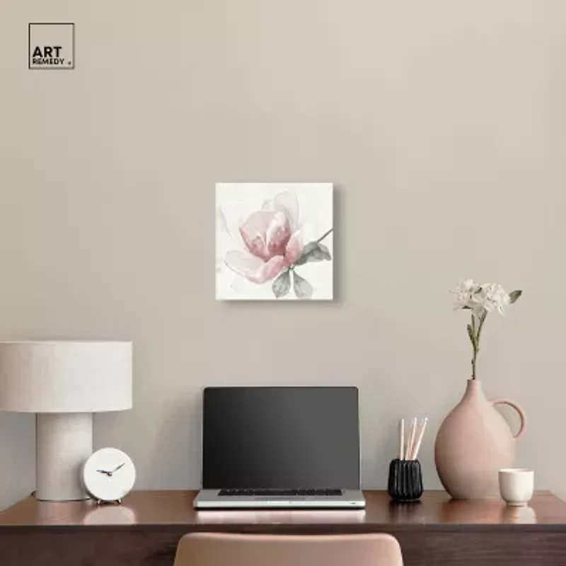 ART REMEDY® "Faded Blush Rose" Giclee Floral And Botanical Canvas Art