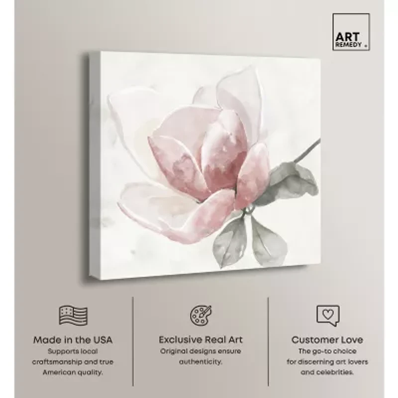 ART REMEDY® "Faded Blush Rose" Giclee Floral And Botanical Canvas Art
