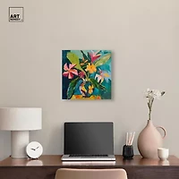 ART REMEDY® "Vase Of Tropical Flowers Ii" Giclee Floral And Botanical Canvas Art