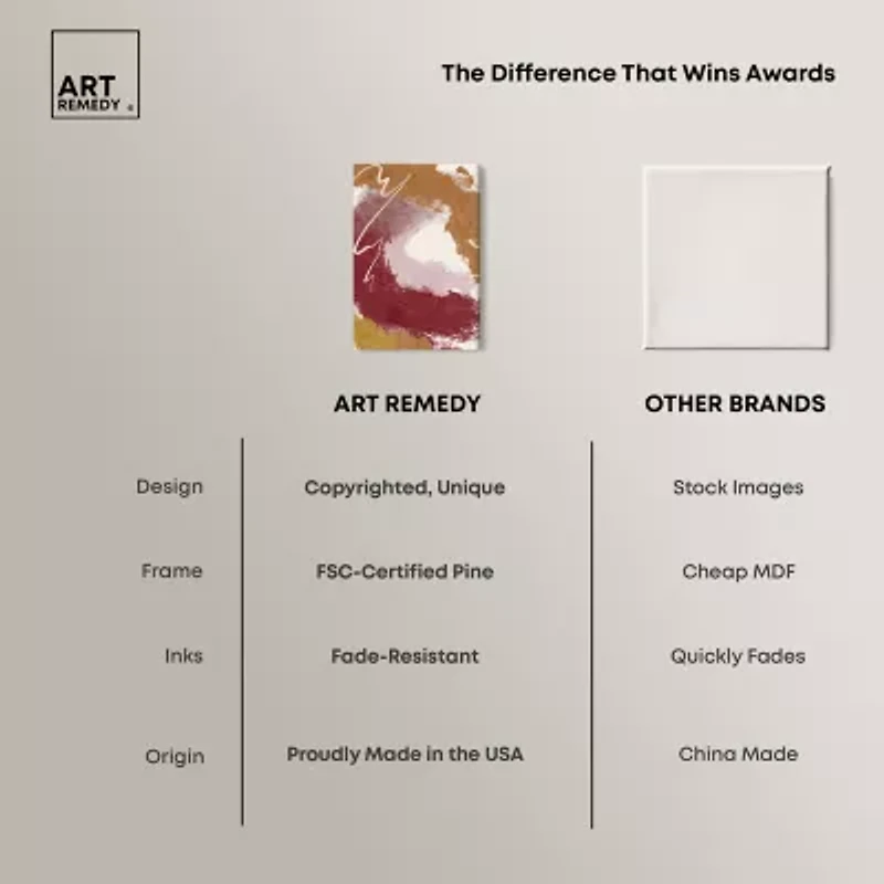 ART REMEDY® Art Remedy "Burgundy And Cork" Giclee Canvas Print, Abstract Canvas Art