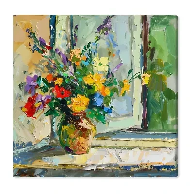 ART REMEDY® "Vase By The Window" Giclee Floral And Botanical Canvas Art