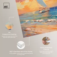 ART REMEDY® "Sailboats In The Sunset" Giclee Nautical And Coastal Canvas Art