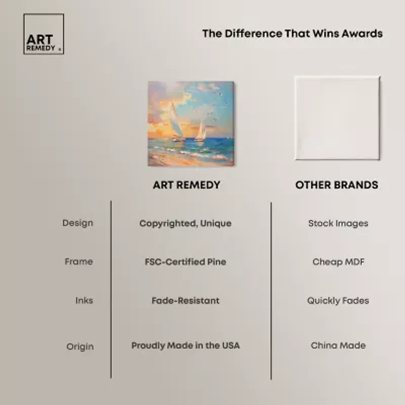 ART REMEDY® "Sailboats In The Sunset" Giclee Nautical And Coastal Canvas Art