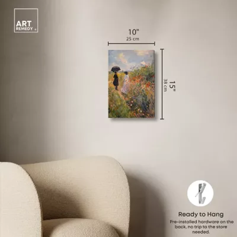 ART REMEDY® "Dawn Floral Mist Panoramic" Giclee Classic And Figurative Canvas Art