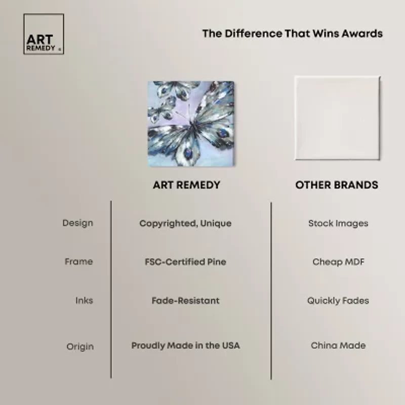 ART REMEDY® Art Remedy "Butterfly Trio" Giclee Canvas Print, Animals Canvas Art
