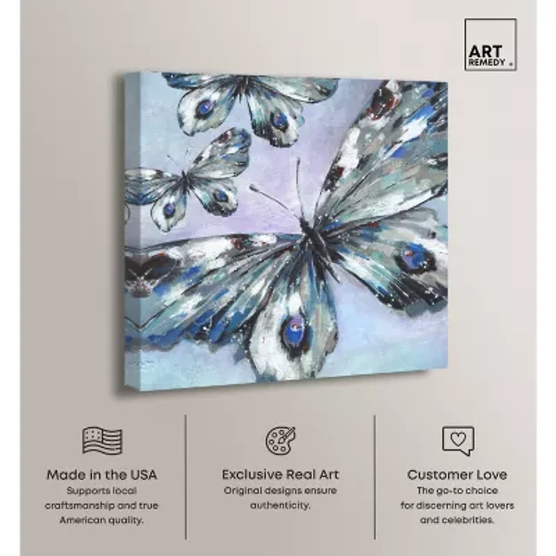 ART REMEDY® Art Remedy "Butterfly Trio" Giclee Canvas Print, Animals Canvas Art