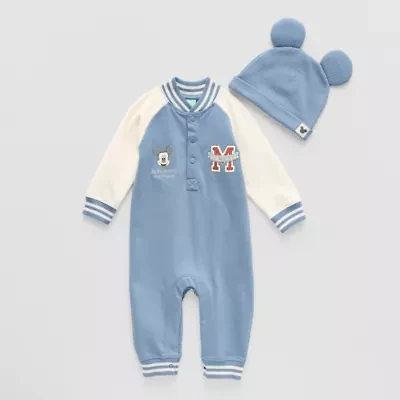 Disney Baby Boys Mickey Mouse Crew Neck Long Sleeve 2-pc. Bodysuit