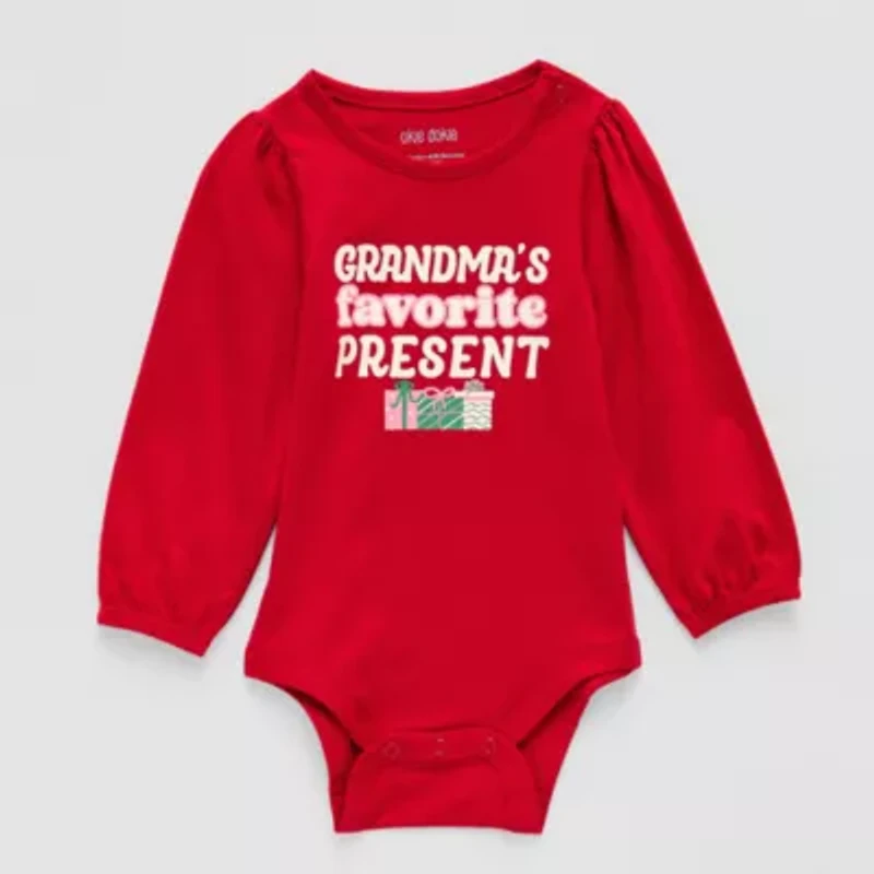 Okie Dokie Baby Girls Round Neck Long Sleeve Bodysuit