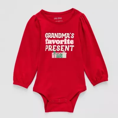 Okie Dokie Baby Girls Round Neck Long Sleeve Bodysuit