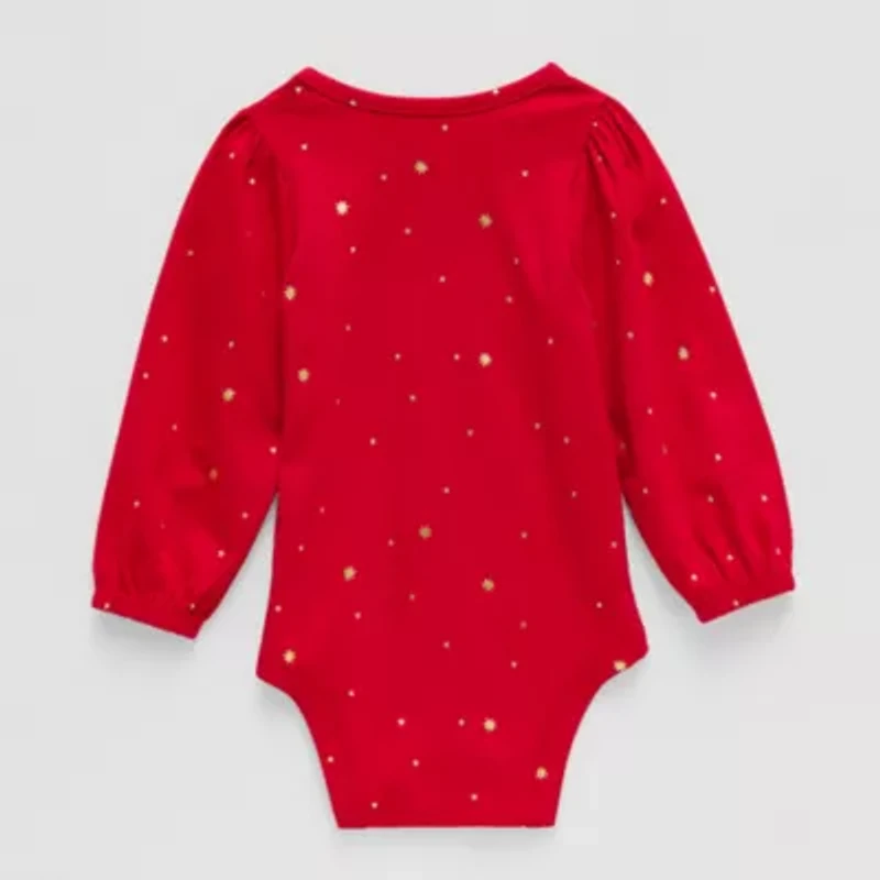 Okie Dokie Baby Girls Round Neck Long Sleeve Bodysuit