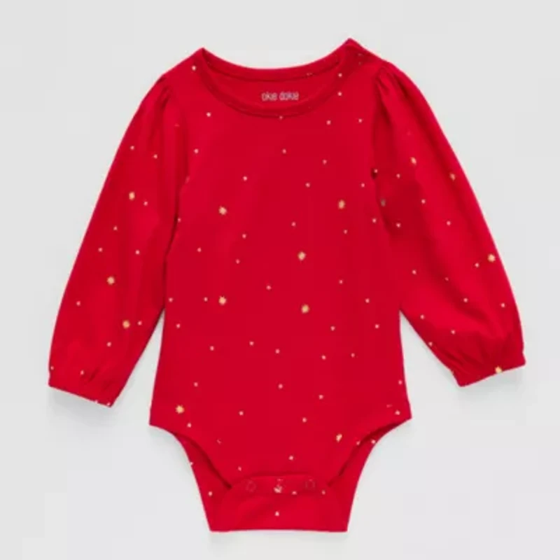 Okie Dokie Baby Girls Round Neck Long Sleeve Bodysuit