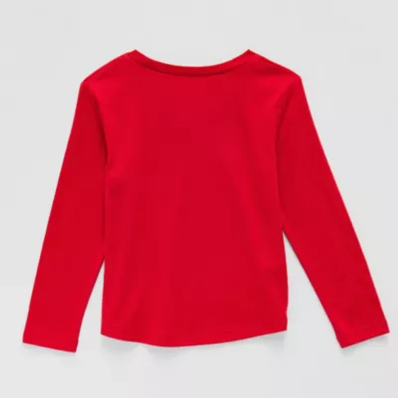 Okie Dokie Toddler & Little Girls Round Neck Long Sleeve Regular Fit Graphic T-Shirt