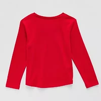 Okie Dokie Toddler & Little Girls Round Neck Long Sleeve Regular Fit Graphic T-Shirt