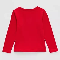 Okie Dokie Toddler Girls Round Neck Long Sleeve Adaptive Regular Fit Graphic T-Shirt