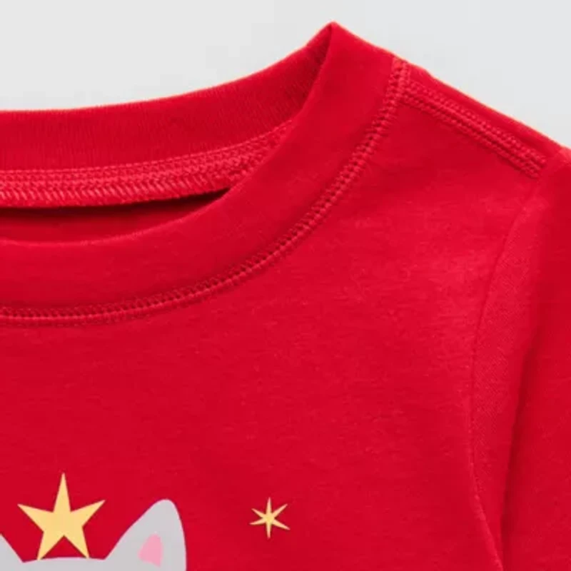 Okie Dokie Toddler Girls Round Neck Long Sleeve Adaptive Regular Fit Graphic T-Shirt