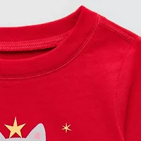 Okie Dokie Toddler Girls Round Neck Long Sleeve Adaptive Regular Fit Graphic T-Shirt