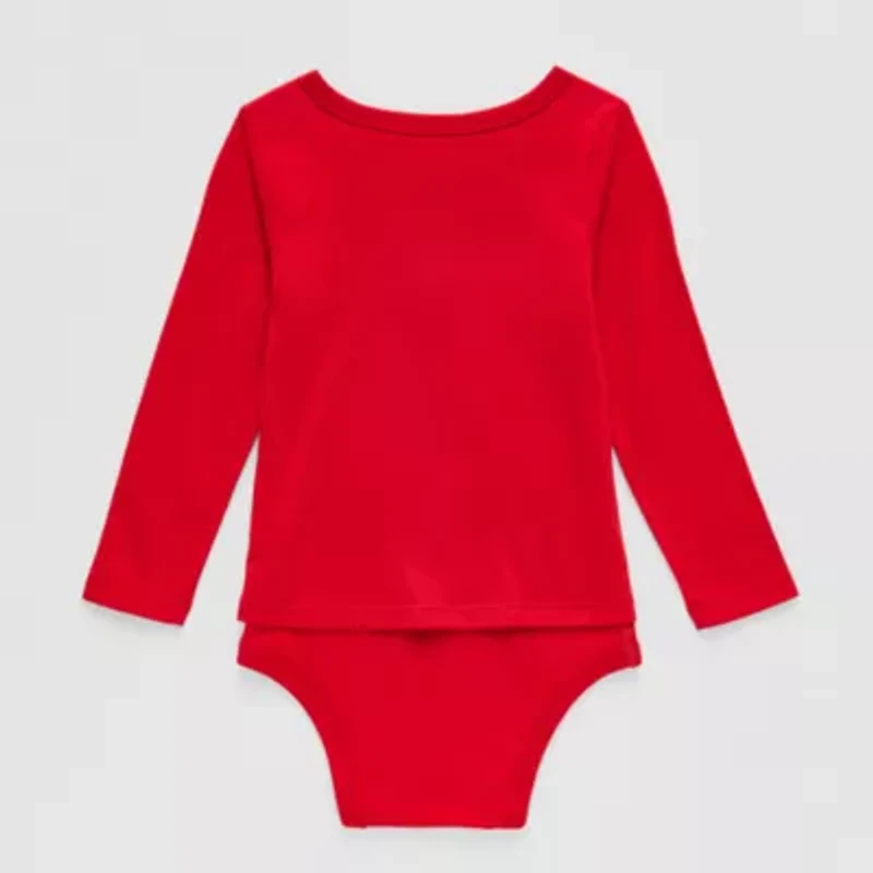 Okie Dokie Toddler Girls Bodysuit Closure Hidden Access Opening Adaptive Round Neck Long Sleeve