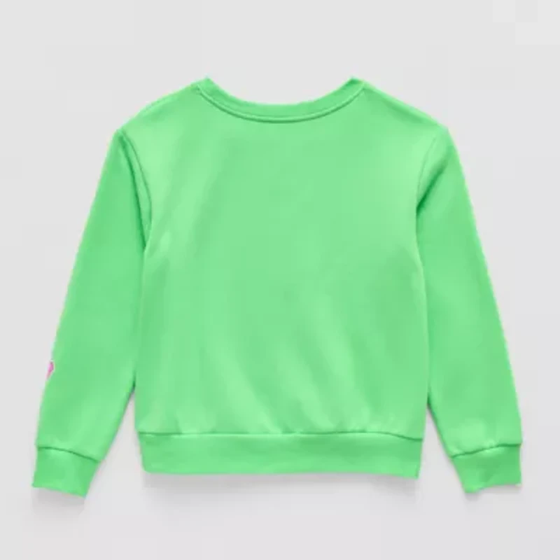 Little & Big Kid Girls Crew Neck Fleece Long Sleeve Grinch Sweatshirt