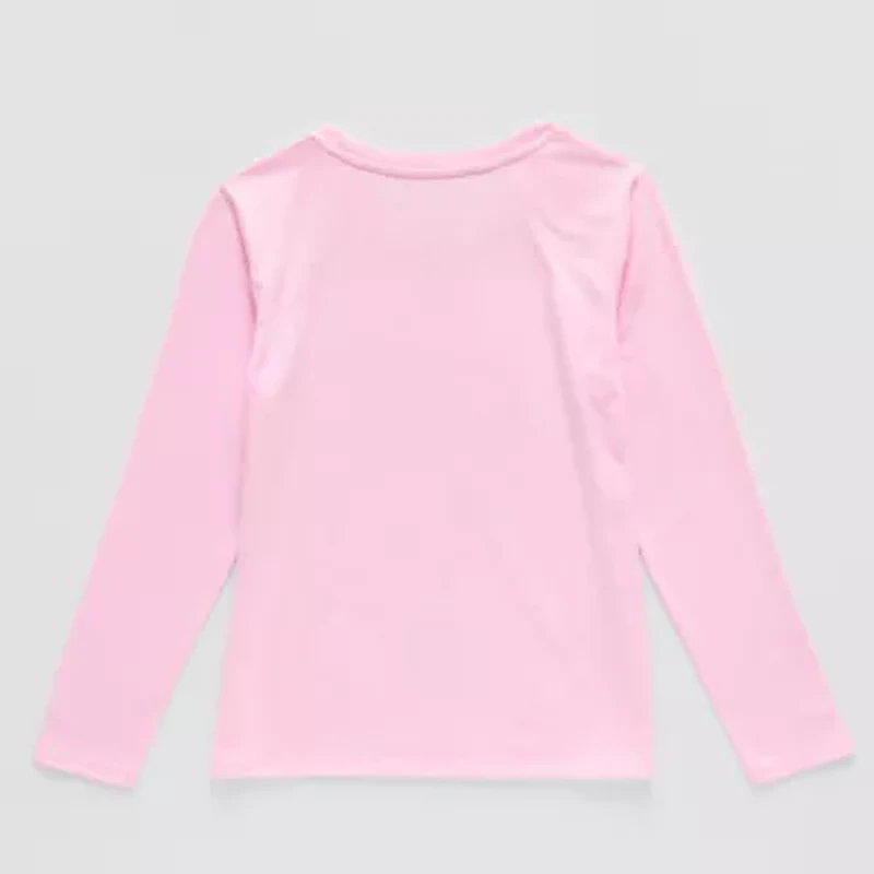 Little & Big Kid Girls Round Neck Long Sleeve Regular Fit Hello Kitty Graphic T-Shirt