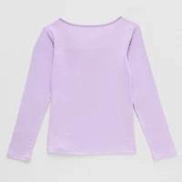 Little & Big Kid Girls V Neck Long Sleeve Regular Fit Hello Kitty Kuromi Graphic T-Shirt