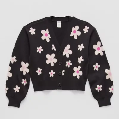Thereabouts Little & Big Kid Girls Long Sleeve Button Floral Cardigan