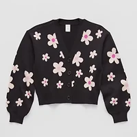 Thereabouts Little & Big Kid Girls Long Sleeve Button Floral Cardigan