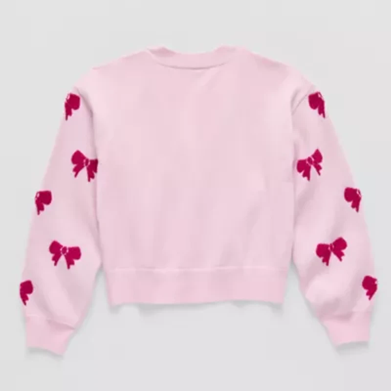 Thereabouts Little & Big Kid Girls V Neck Long Sleeve Button Bows Cardigan