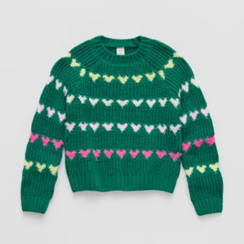 Thereabouts Little & Big Kid Girls Crew Neck Long Sleeve Pullover Sweater