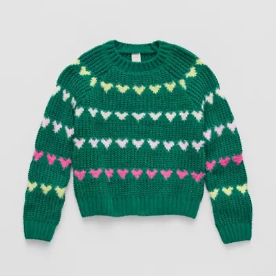 Thereabouts Little & Big Kid Girls Crew Neck Long Sleeve Pullover Sweater