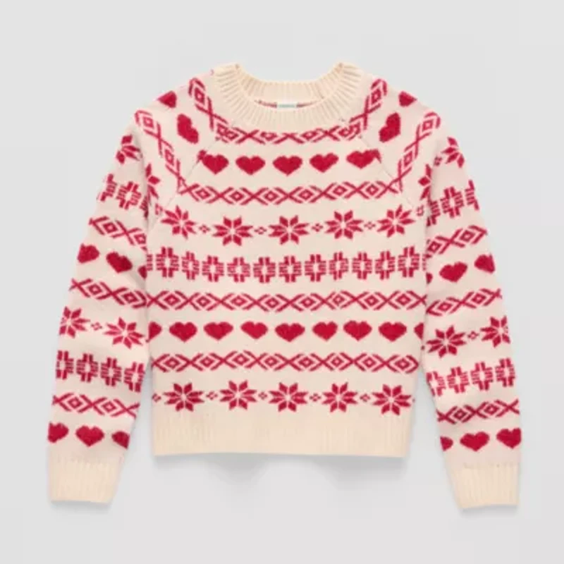 Thereabouts Little & Big Kid Girls Crew Neck Long Sleeve Pullover Sweater