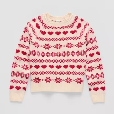 Thereabouts Little & Big Kid Girls Crew Neck Long Sleeve Pullover Sweater