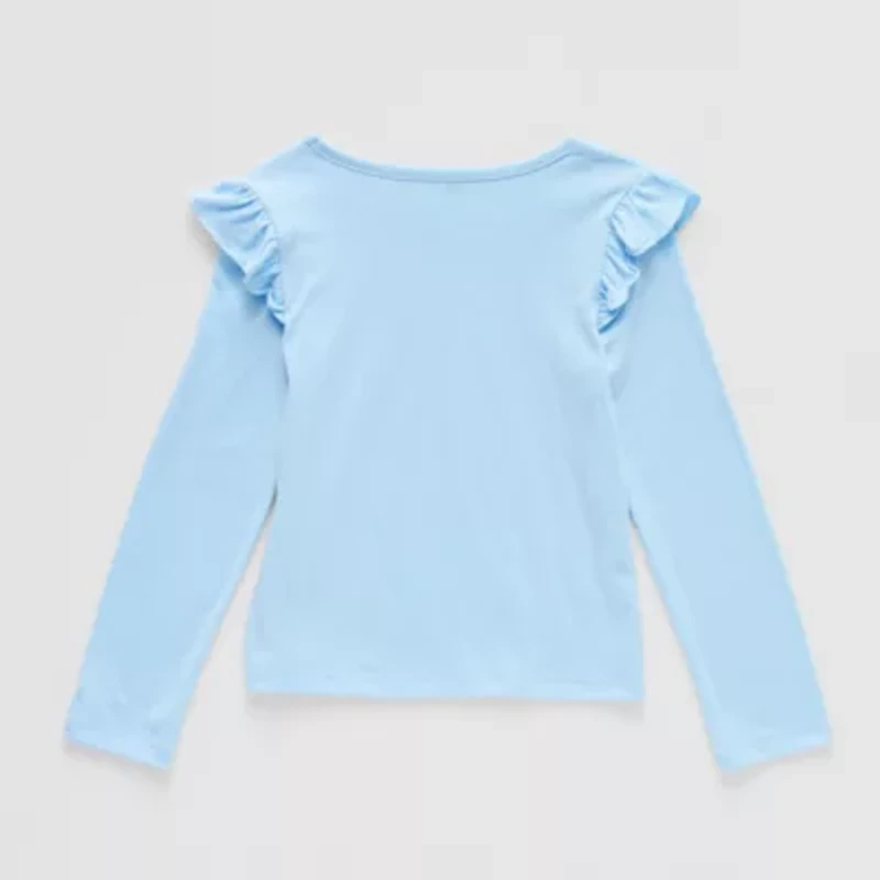 Thereabouts Little Girls Round Neck Long Sleeve Regular Fit Graphic T-Shirt