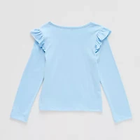 Thereabouts Little Girls Round Neck Long Sleeve Regular Fit Graphic T-Shirt