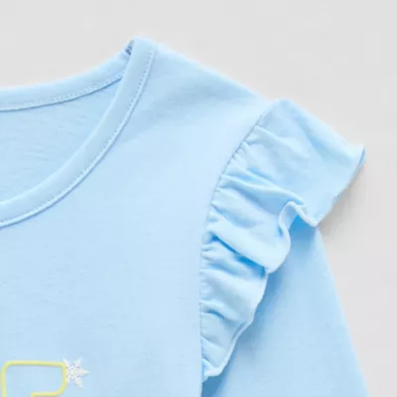 Thereabouts Little Girls Round Neck Long Sleeve Regular Fit Graphic T-Shirt