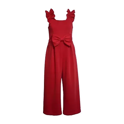 Bonnie Jean Big Kid Girls Square Neck Sleeveless Jumpsuit