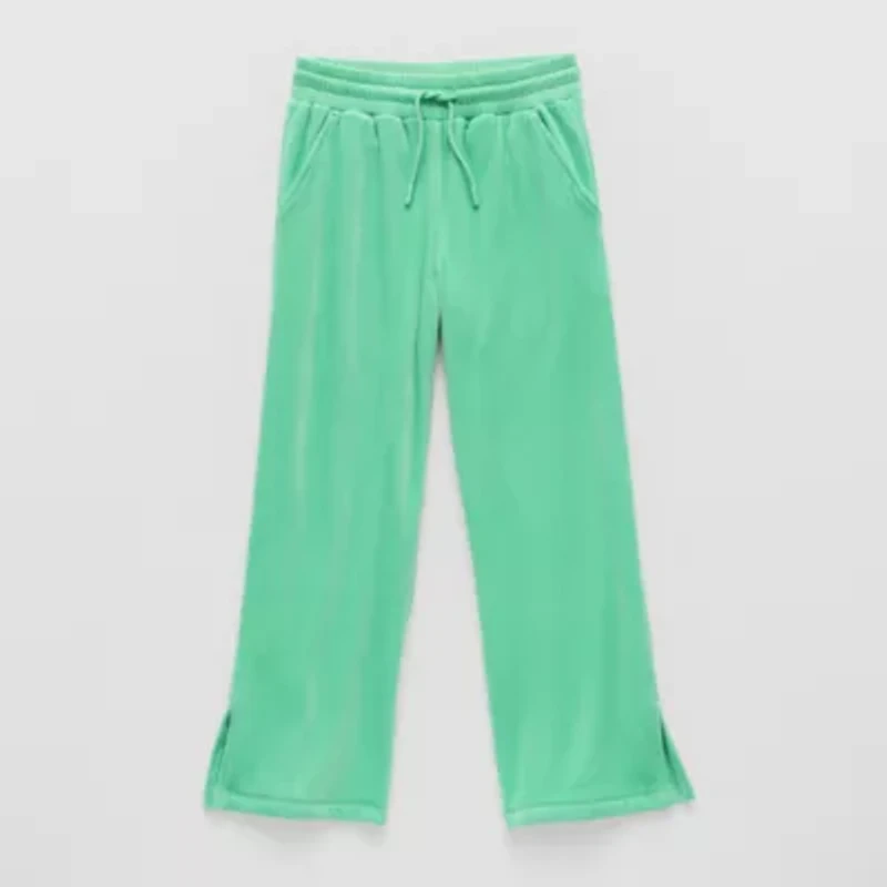 Xersion Ribbed Velour Little & Big Kid Girls Mid Rise Straight Regular Fit Pull-On Pant