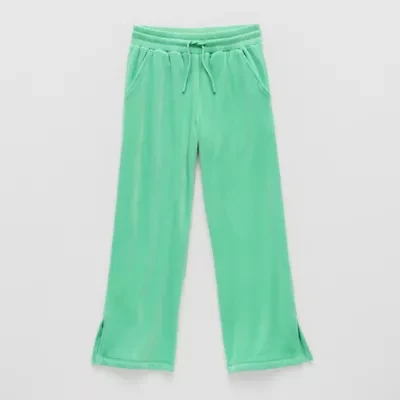 Xersion Ribbed Velour Little & Big Kid Girls Mid Rise Straight Regular Fit Pull-On Pant