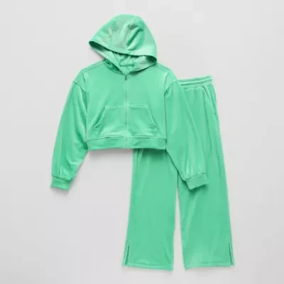 Xersion Ribbed Velour Little & Big Kid Girls 2-pc. Pant Set