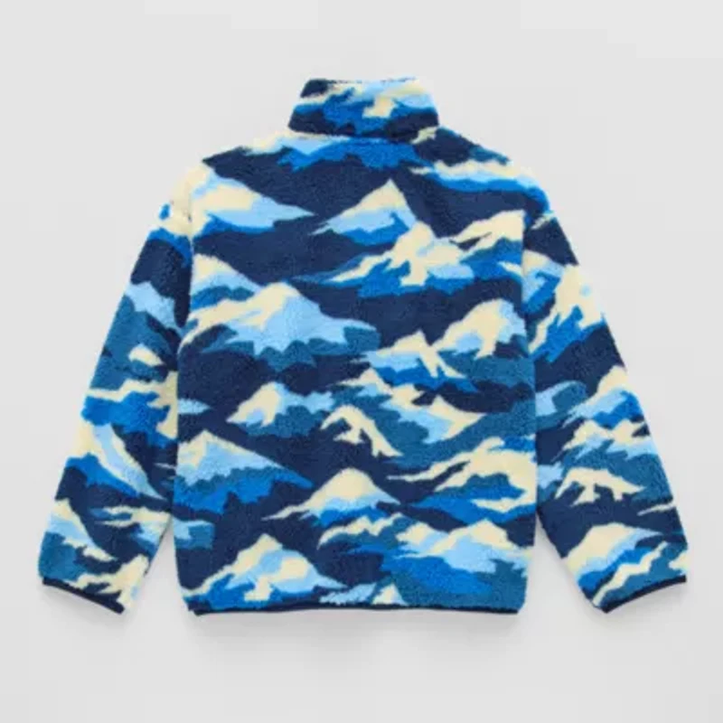 Thereabouts Sherpa Little & Big Kid Boys Mock Neck Long Sleeve Fleece Casual Quarter-Zip Pullover