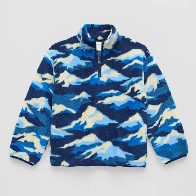 Thereabouts Sherpa Little & Big Kid Boys Mock Neck Long Sleeve Fleece Casual Quarter-Zip Pullover