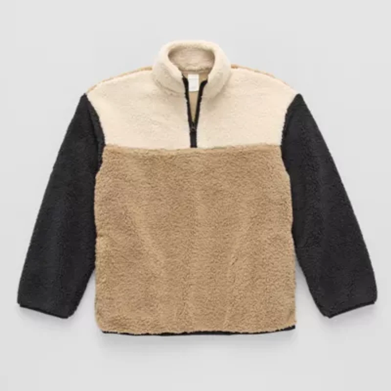 Thereabouts Sherpa Little & Big Kid Boys Mock Neck Long Sleeve Fleece Casual Quarter-Zip Pullover