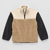Thereabouts Sherpa Little & Big Kid Boys Mock Neck Long Sleeve Fleece Casual Quarter-Zip Pullover