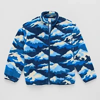 Thereabouts Sherpa Little & Big Kid Boys Easy-on + Easy-off Sensory Friendly Mock Neck Long Sleeve Fleece Adaptive Casual Quarter-Zip Pullover