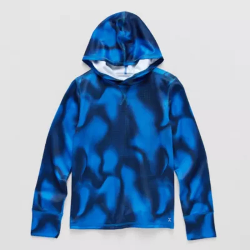 Xersion Little & Big Kid Boys Hooded Long Sleeve Moisture Wicking Active T-Shirt