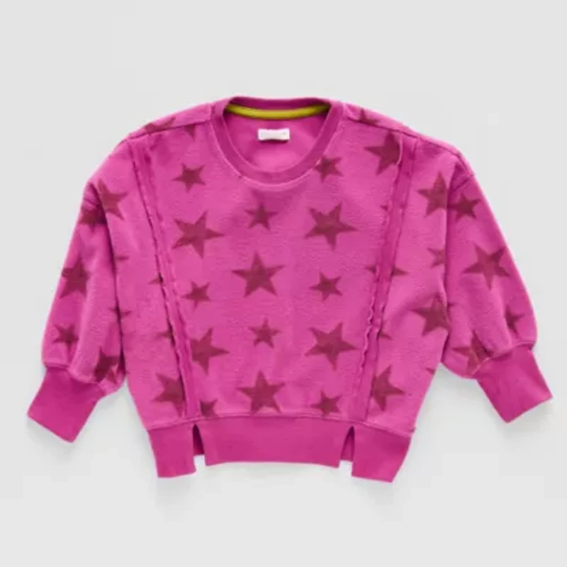 Grayson Little Toddler Girls Crew Neck Fleece Long Sleeve Sweatshirt