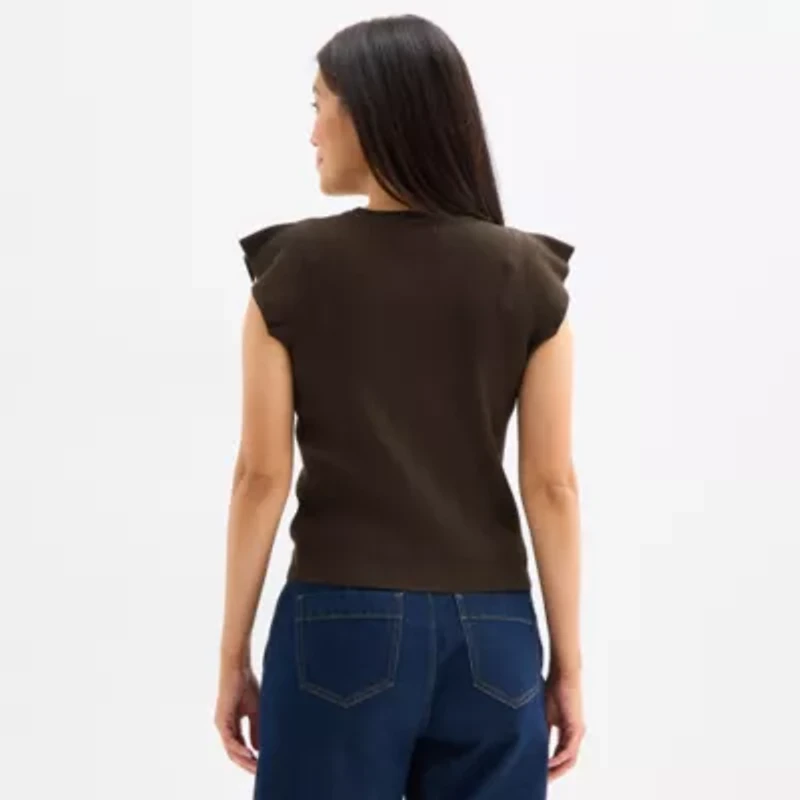 Liz Claiborne Womens Crew Neck Short Sleeve Pullover Sweater