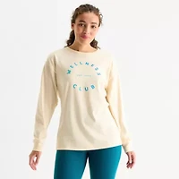 Xersion Womens Round Neck Long Sleeve Graphic Active T-Shirt