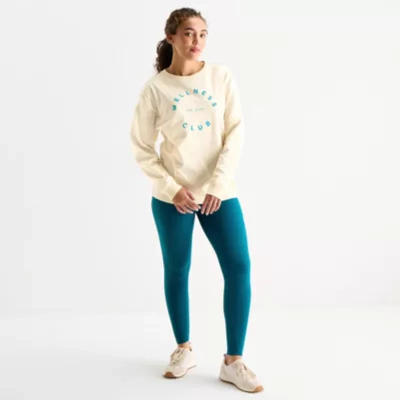 Xersion Womens Round Neck Long Sleeve Graphic Active T-Shirt
